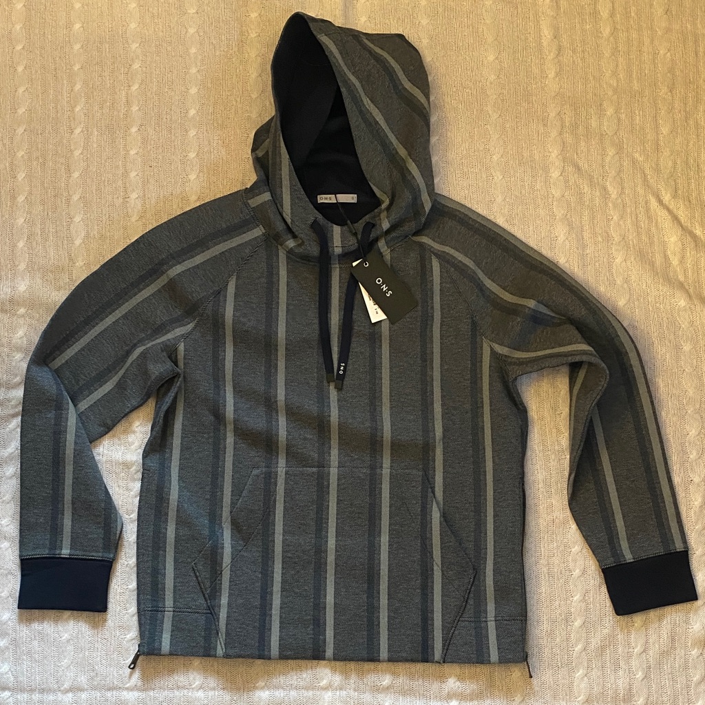 O.N.S Gray Striped Men's Hoodie Sweater Nwt